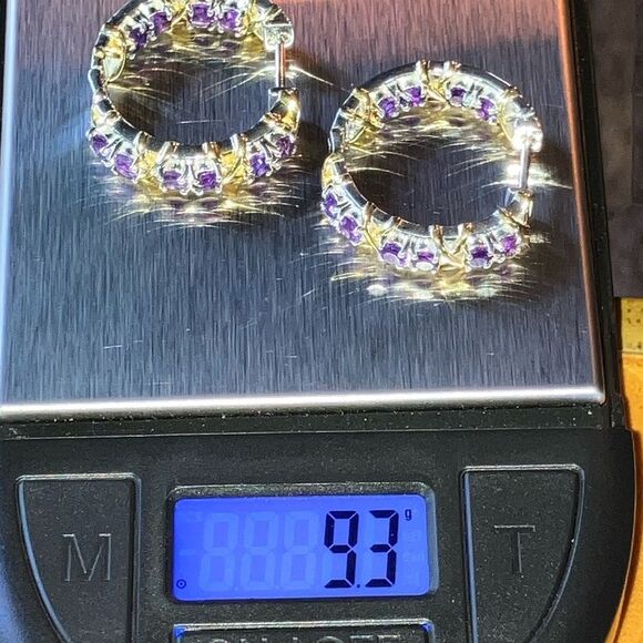 African Amethyst Sterling Silver Hoop Earrings - Picture 6 of 10